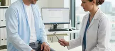 невролог проводит осмотр пациента